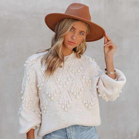 Vici Sweaters - LAST ONE - ARENA KNIT POM SWEATER